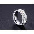 New Stainless Steel White Crystal Zircon Paved Rings
